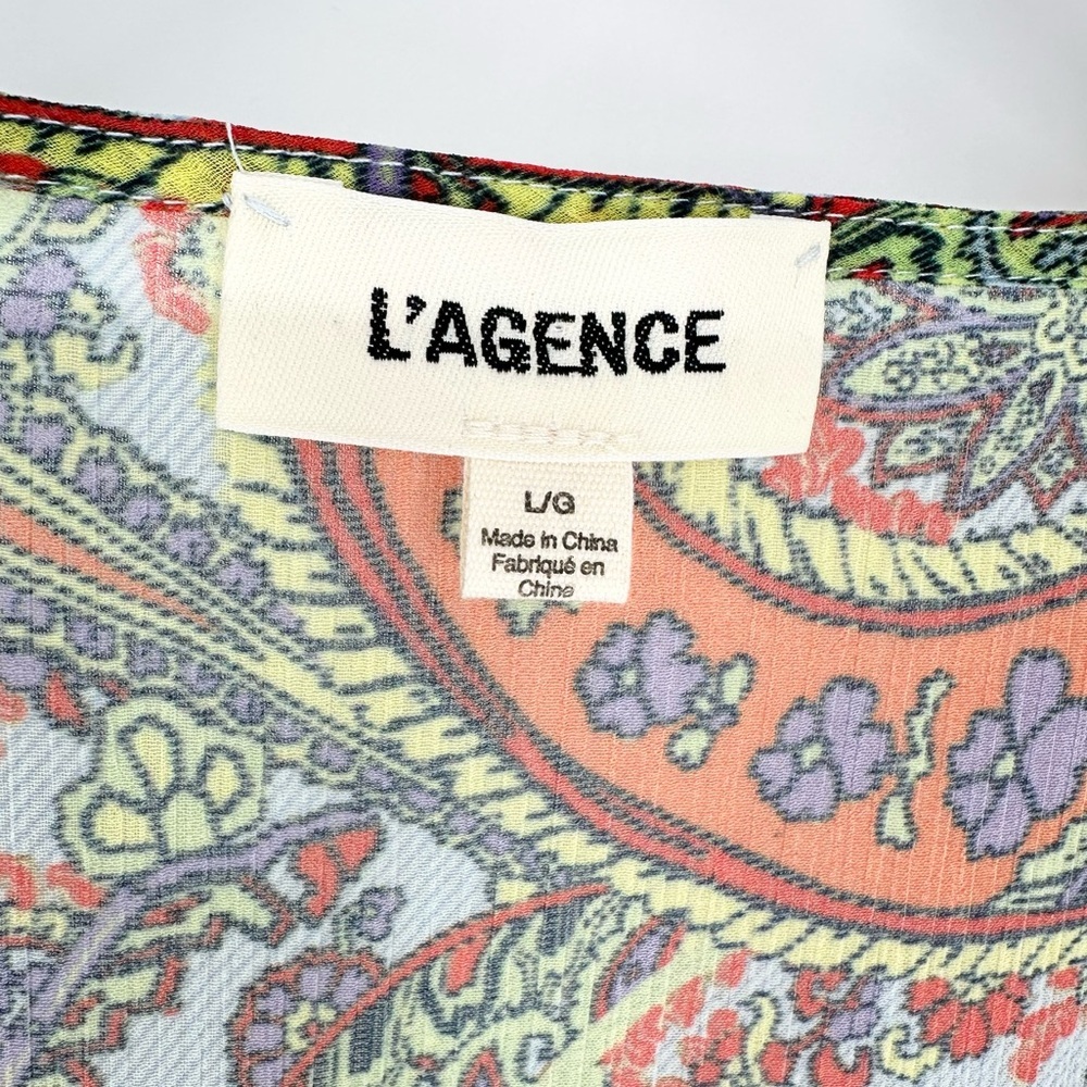 L'agence Pixie Bohemian Long Sleeve Paisley Print Crepe De Chine Blouse - Picture 6 of 13